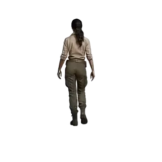 The explorer walking, facing back